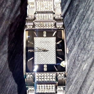 SUPER RARE Lord Elgin Gem Paved Tank Dress Watch 160 Crystals Plank Diamond Dial