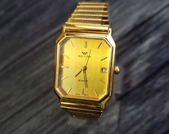 Vintage WALTHAM 80's Maxim Watch Gold Plated 20 Microns, Swiss
