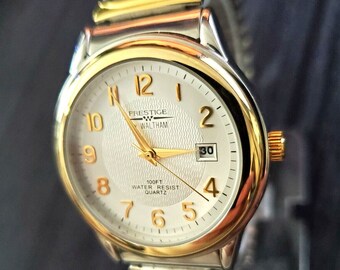 Deadstock NWT Prestige by Waltham Vintage Gold Toned Quartz Swiss Analog Watch Prestige by Waltham Quartz Watch for Parts & Repair - NOT  main image 3