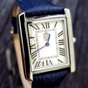 Pierre Lucerne 1888 Swiss Inspired Tank Watch Blue Band