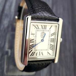 Pierre Lucerne Swiss Tank Watch: Black Leather Strap, Seiko Quartz image 3