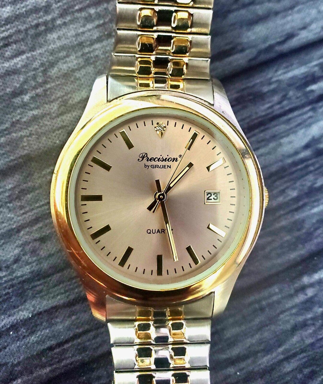 Rare Gruen Precision Diamond Mens Watch 2-tone Gold Silver - Etsy