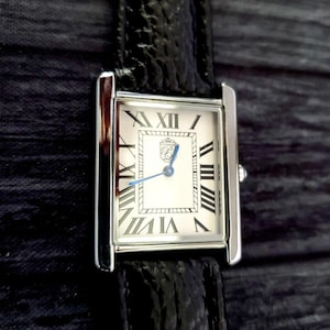 Pierre Lucerne Swiss Tank Watch: Black Leather Strap, Seiko Quartz image 8