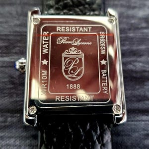 Pierre Lucerne Swiss Tank Watch: Black Leather Strap, Seiko Quartz image 7