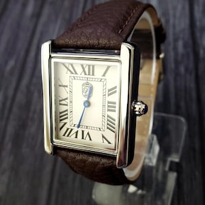 Pierre Lucerne 1888 vintage montre tank pour homme style suisse marron