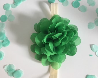 Green chiffon flower headband