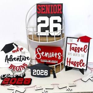 2 2026 Graduation decor, 2026 Graduation tiered tray, tiered tray bundle, farmhouse decor, 2026 Graduation Party, Graduation Home Decor