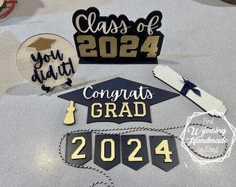 1, , Class of 2024 decor, Graduation decor, Graduation tiered tray, Tiered tray bundle, Farmhouse Graduation, Graduation Party Decor