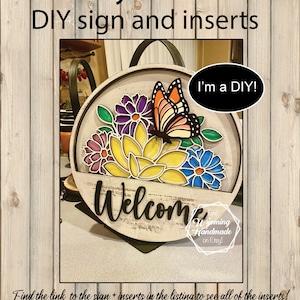 DIY Welcome Sign with interchangeable inserts, DIY Front Door Decor, DIY Interchangeable door hanger, Welcome sign gift for Mom