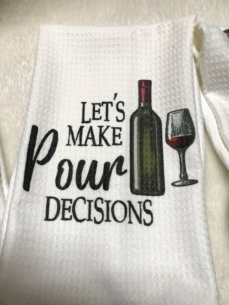 Clever Wine Sayings Kitchen Towels Set | Etsy