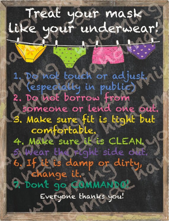 Funny Treat Your Mask Like Underwear Sign Etsy