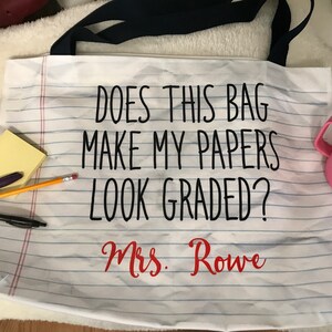 Teacher Tote Bag, Gift for Teacher, Gift for School, Papers Graded Funny bag, image 6