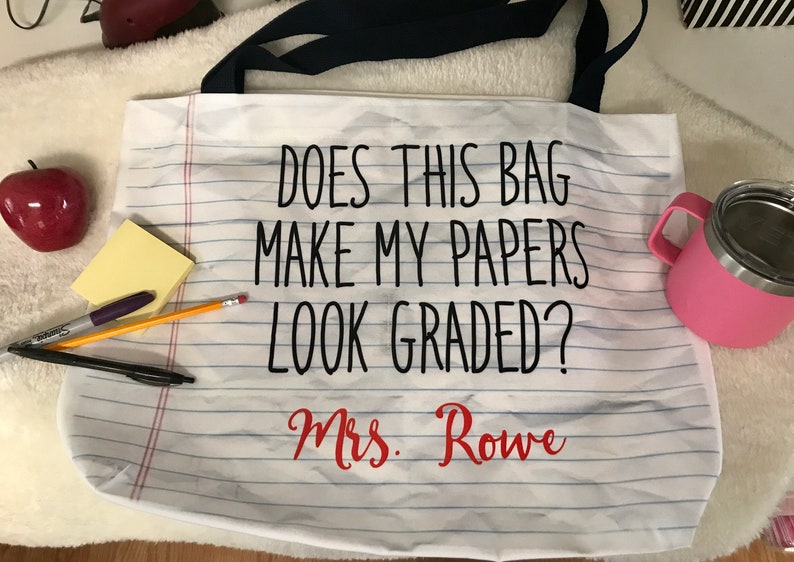 Teacher Tote Bag, Gift for Teacher, Gift for School, Papers Graded Funny bag, image 6