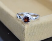 Garnet ring, Engagement Ring, Red Garnet ring, Unique engagement ring, Promise Ring, 925 Sterling Silver, Wedding Ring, Bridal Ring,
