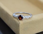 Garnet ring, Engagement Ring, Red Garnet ring, Unique engagement ring, Promise Ring, 925 Sterling Silver, Wedding Ring, Bridal Ring,
