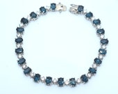 Oval Shaped Natural London Blue Topaz Gemstone, 925 Sterling Silver Bracelet, December Birthstone Bracelet, Anniversary Gift, Gift For Her