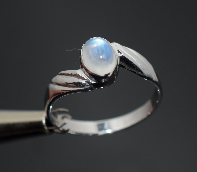 Natural Rainbow Moonstone Gemstone Ring Handcrafted Ring 925 Sterling Silver Ring Handmade Ring Jewelry Rainbow Moonstone Ring