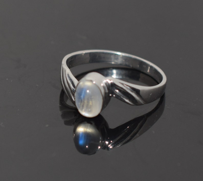 Natural Rainbow Moonstone Gemstone Ring Handcrafted Ring 925 Sterling Silver Ring Handmade Ring Jewelry Rainbow Moonstone Ring