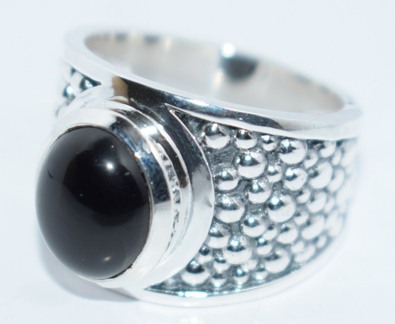 Handmade ! Ring Natural Black Onyx Gemstone 925 Starling Silver Ring Jewelry