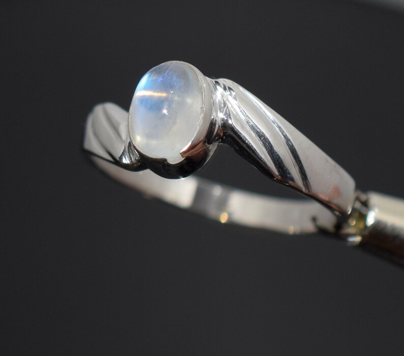 Natural Rainbow Moonstone Gemstone Ring Handcrafted Ring 925 Sterling Silver Ring Handmade Ring Jewelry Rainbow Moonstone Ring