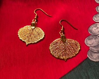 Autumn Leaves Earrings14 KT Gold Plate Leaf Earrings New Old Stock New Vintage Jewelry