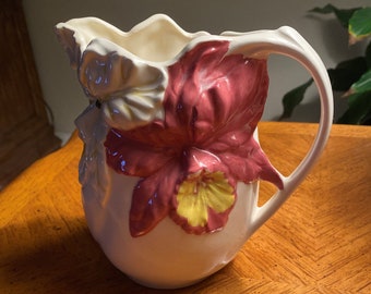 Vintage Christmas Poinsettia Pitcher: Holiday Table Decor