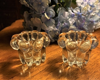 Vintage Lord Carlton Crystal Votive Candle Cups - Scallop Edge, Set of 2