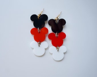 Classic Mickey Mouse Earrings | Dangle Acrylic Mickey Earrings | Drop Mickey Mouse Earrings | Earrings for Disney Trip