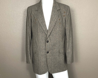 Vintage Mens Pioneer Wear Blazer Jacket Wool Blend Arrow Design Sz 42