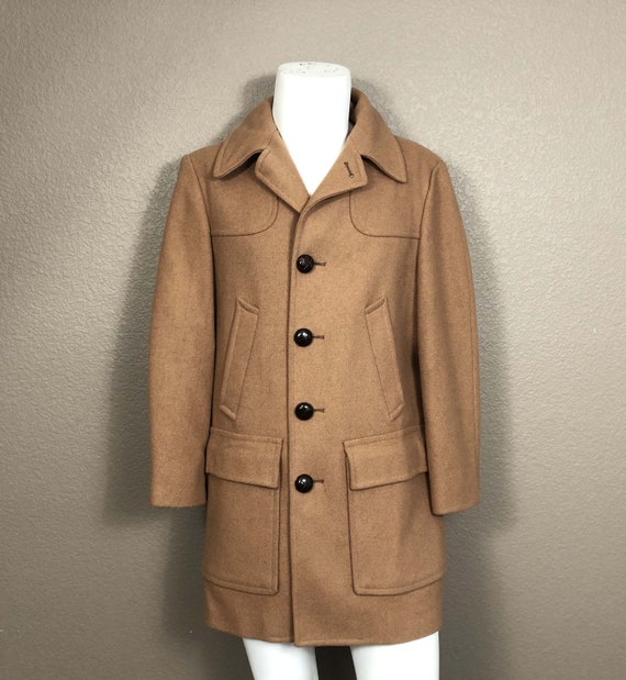 1960s Pendleton Vintage Wool Car Coat Brown Long … - image 1