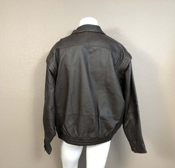 80's Vintage German Brown Leather Motorcycle Bomb… - image 2