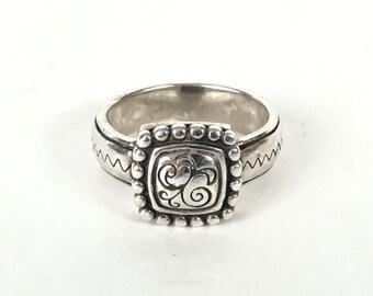 Details about   BRIGHTON Sterling Silver 925 Etched Heart Scroll Ring Size 6 