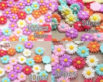 40pcs Resin Flatback Cabochon Daisy Flowers For Crafting//cardmaking White 11mm