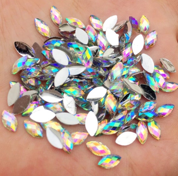 200pcs AB Color Horse Eye Rhinestones Flatback for Jewelry Making 