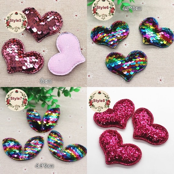10pcs Sequin Heart Patches Appliques for Clothes Sewing Supplies 