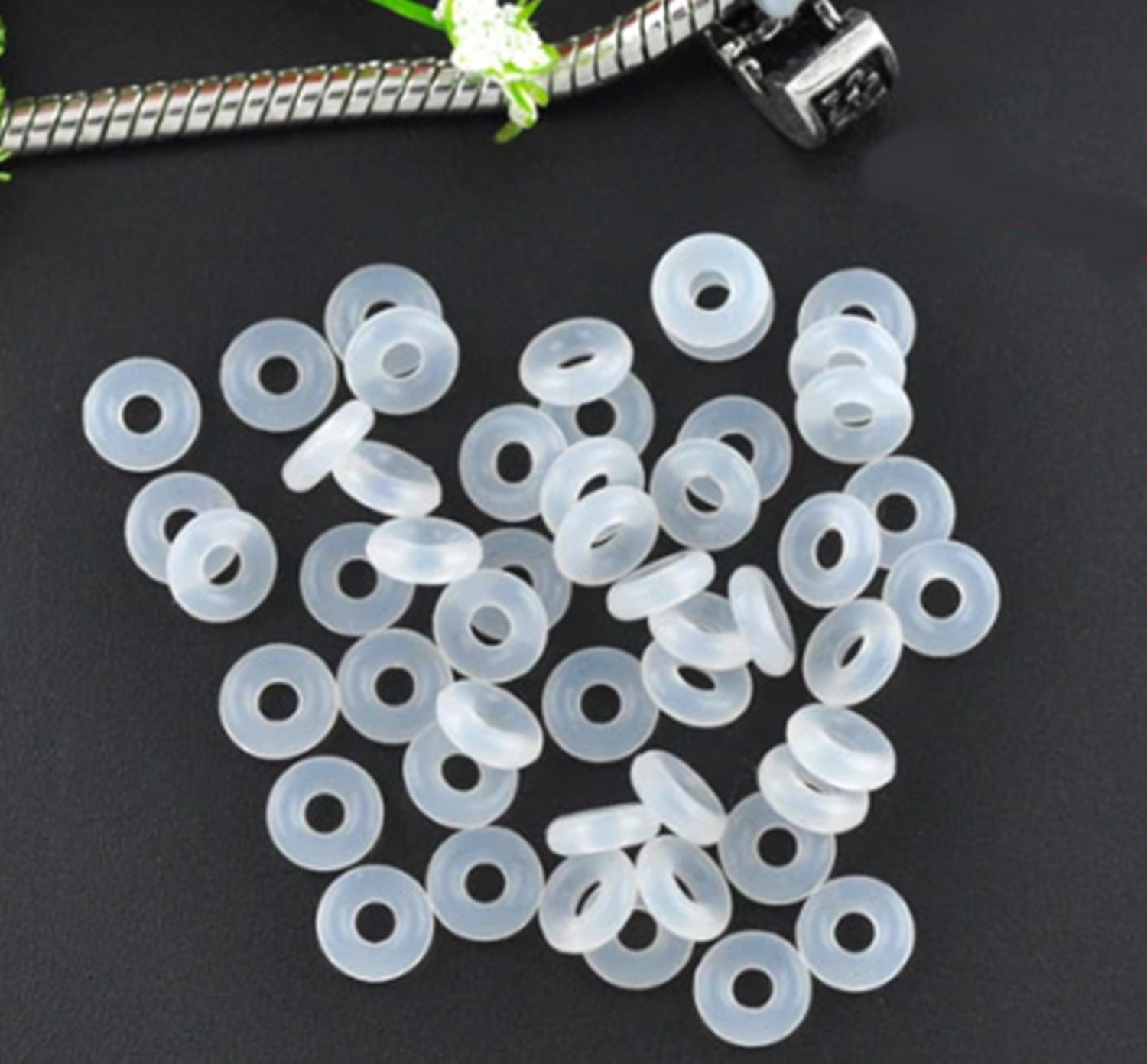 80PCS silicone stopper spacer charm spacers for bracelets rubber