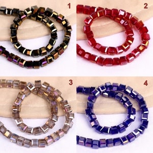 4mm AB Color Crystal Glass Cube Spacer Beads For Jewelry Making