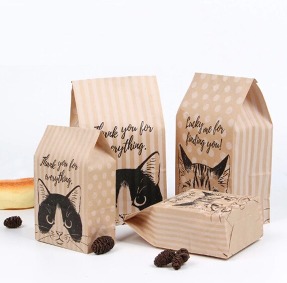 entrada Apariencia miel 10pcs Kraft Cat bolsa de papel caramelo galletas bolsas regalo - Etsy España