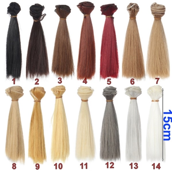 Cheveux de poupée raides 15/25 cm pour accessoires de fabrication de poupée