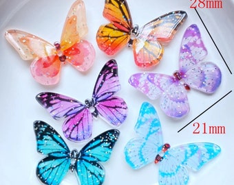 10pcs Cute Butterfly Resin Flatback Cabochon For Jewelry Making