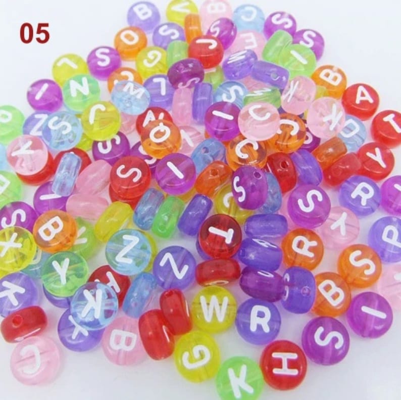 200pcs Flat Round Acrylic Alphabet Beads Craft DIY Bracelet Etsy