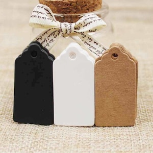 100 peças cartões de etiquetas de preço de papel em branco preto/branco/marrom, cartões de etiquetas de joias