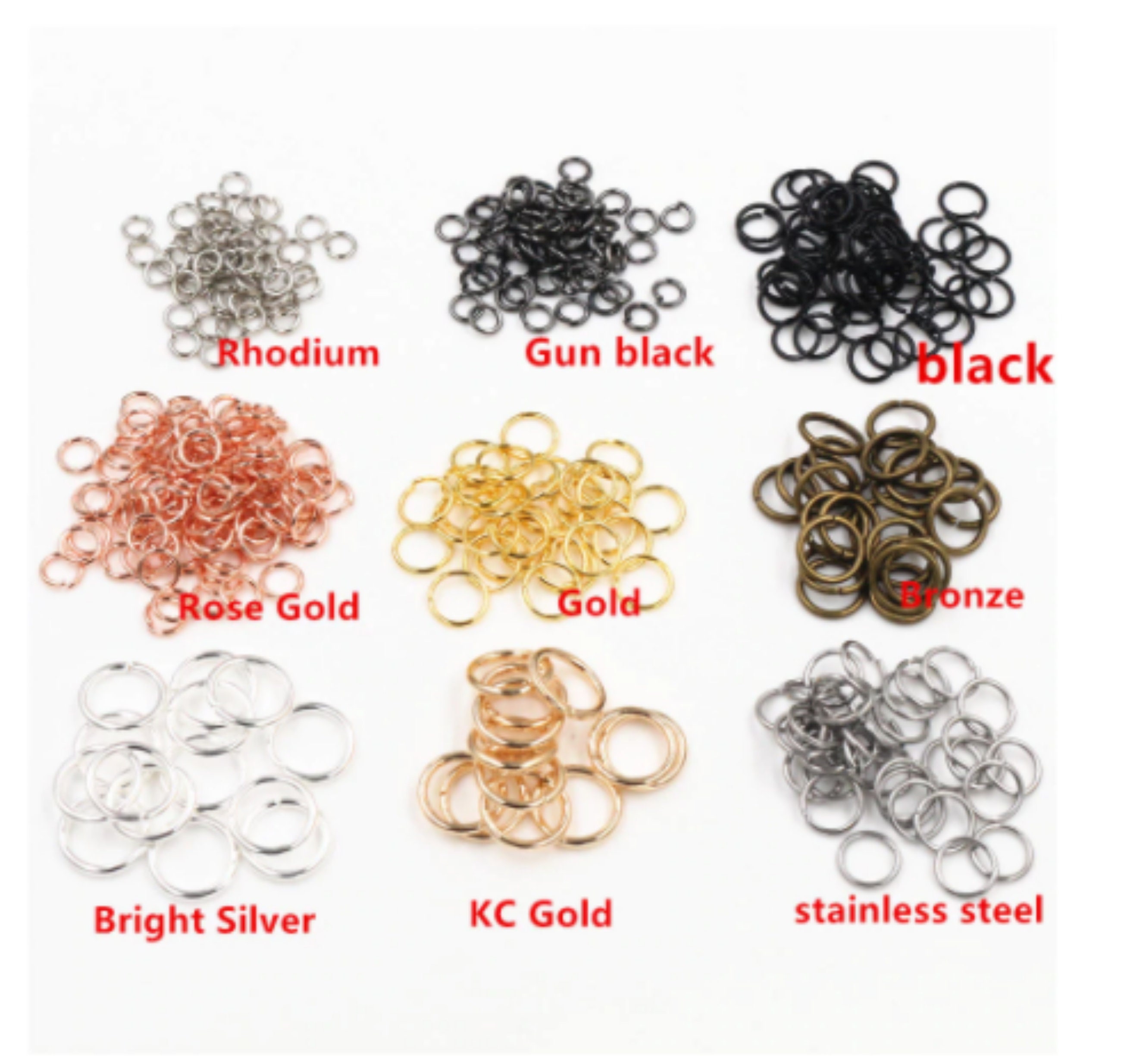 200pcs 3/4/5/6/7/8/10mm Stainless Steel Gold Color Split Jump