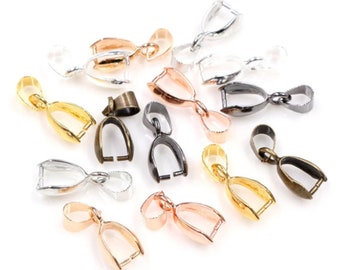 50pcs Pendant Clasp Clip Bail Connector, Bail Bead For Jewelry Making