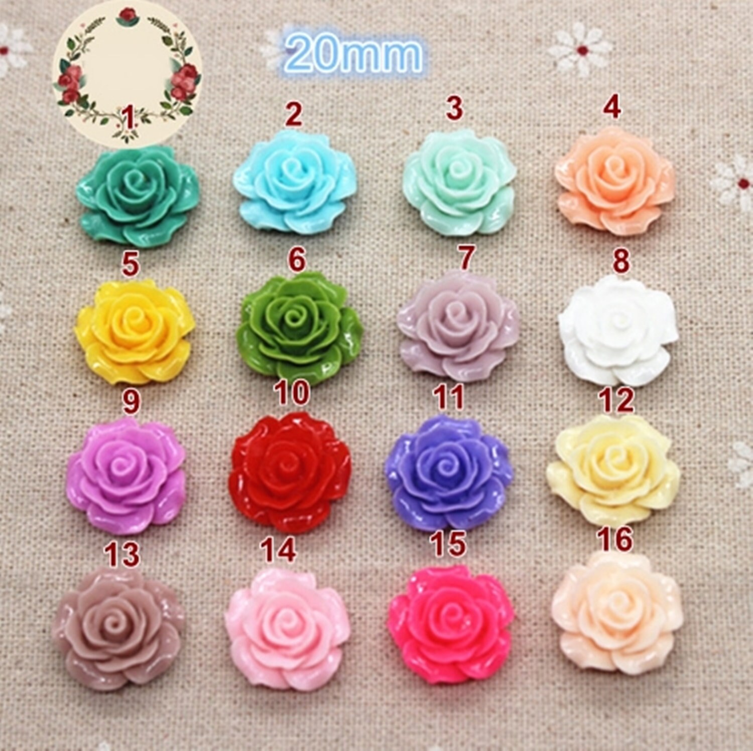 Rose Charms50pcs Red Resin Rose Flower Charms18mm 