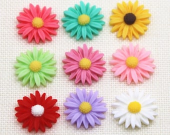 20pcs Charm Daisy Flower Resin Cabochon Flatback For Jewelry Making