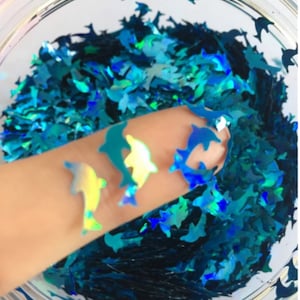 8 g de confettis paillettes scintillantes dauphin pour fournitures de slime en résine artisanale