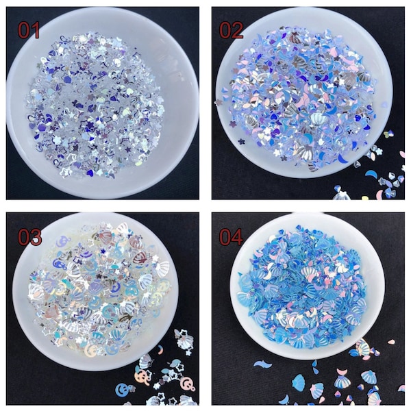 10g Mixed Heart Shell Star Glitter Sequins Confetti For Resin Slime Supplies