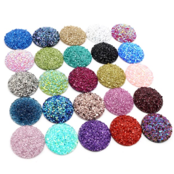 10 pièces 20mm 25mm breloque ronde Druzy résine Cabochon pour la fabrication de bijoux