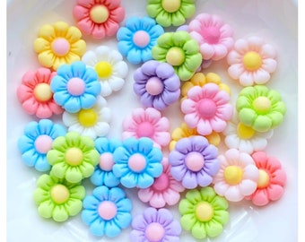 30pcs Charm Flower Resin Flatback Cabochon For Jewelry Making